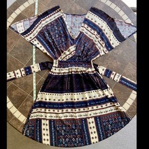 Colorful Boho Flowy Patterned Maxi Dress XS